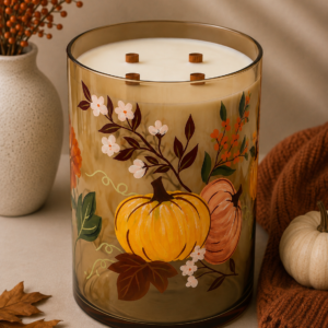 SOLD OUT - Hand Painted Golden Harvest Candle